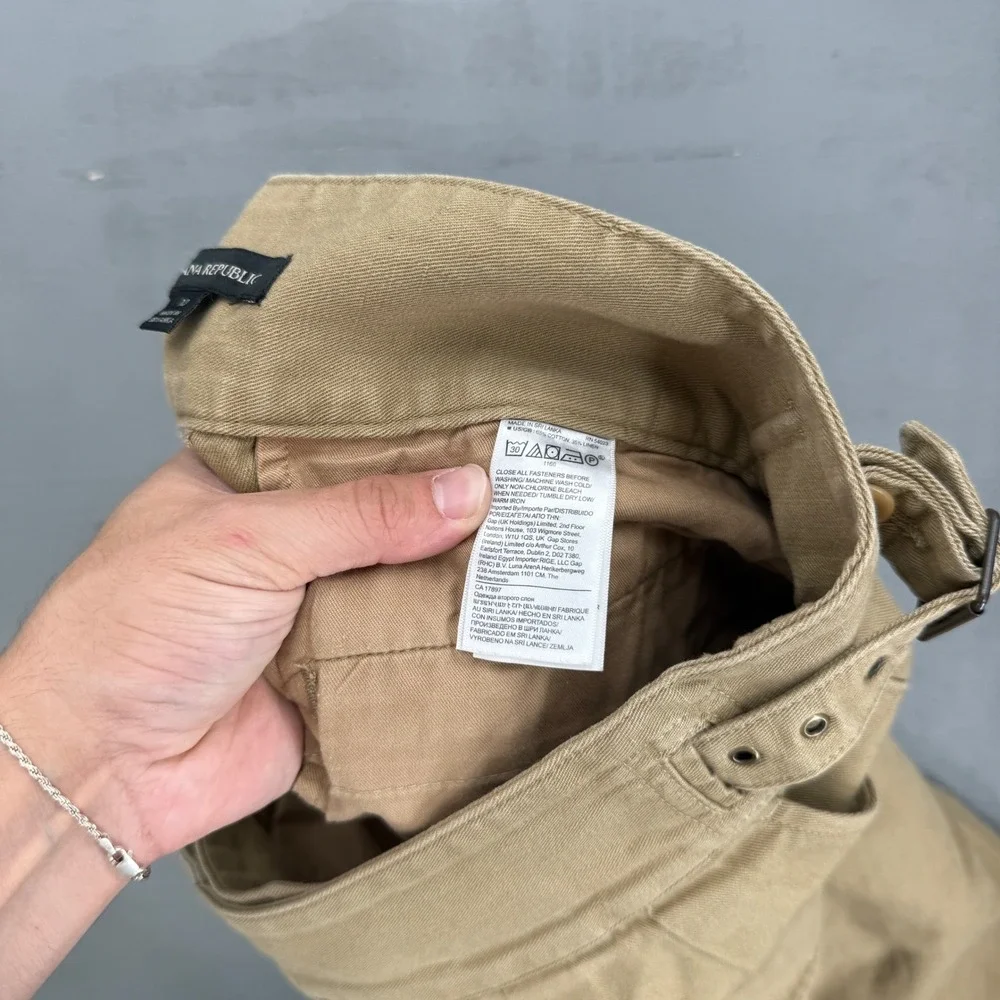 Banana Republic Explorer Cargo Pants Tan Pleated High Waist Linen Blend 10